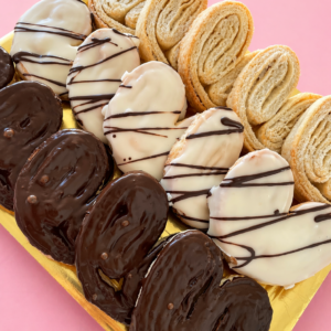 palmeritas de chocolate, chocolate blanco y sin cobertura